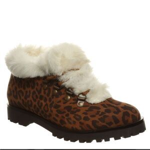 🆕️🥾Bearpaw Vera Lace Up Leopard Print Fur Boots, Hickory - Sz 7 & 9